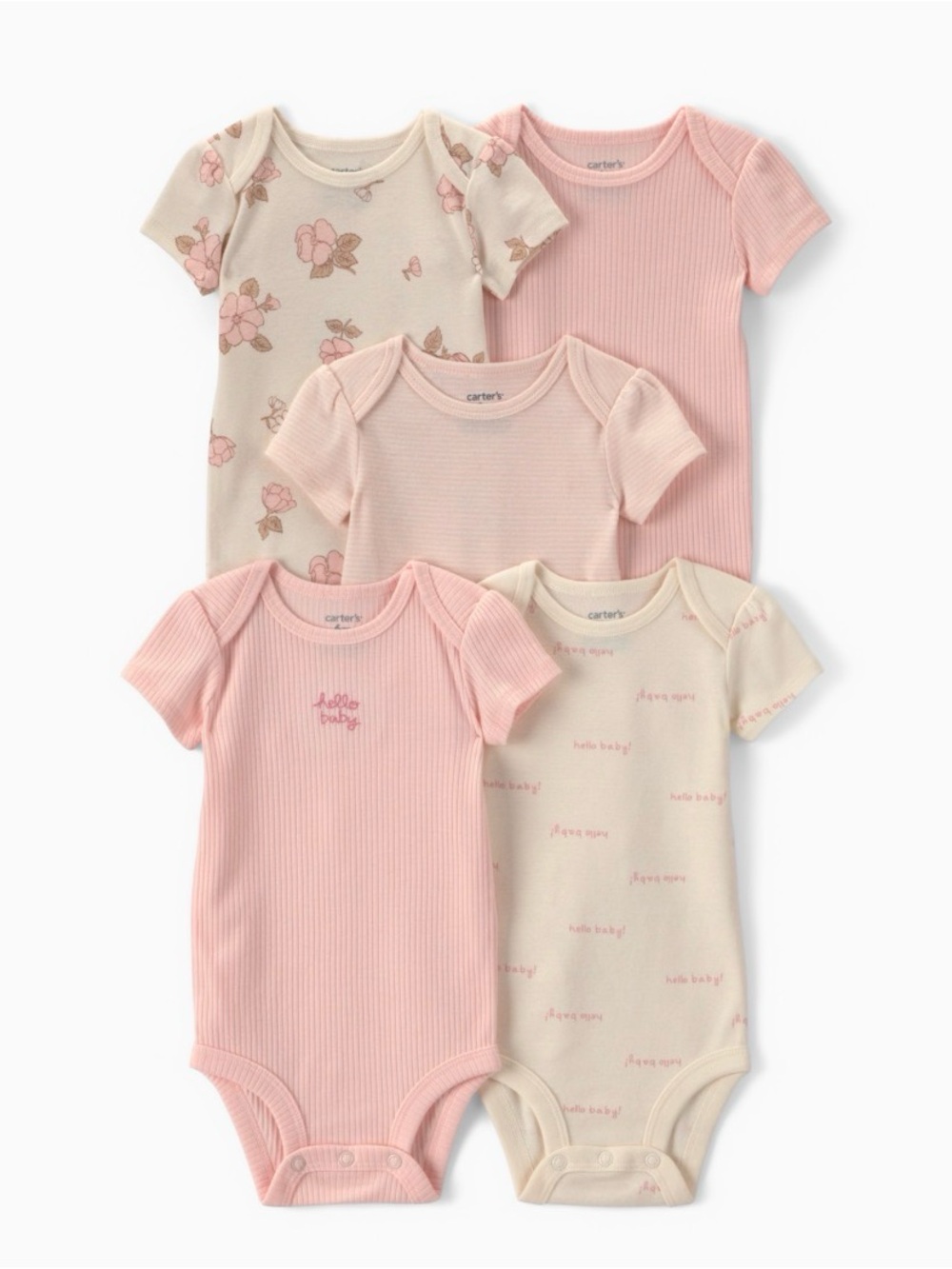 Short-Sleeve Bodysuits (5 Pack) size 3 months. Nwt
